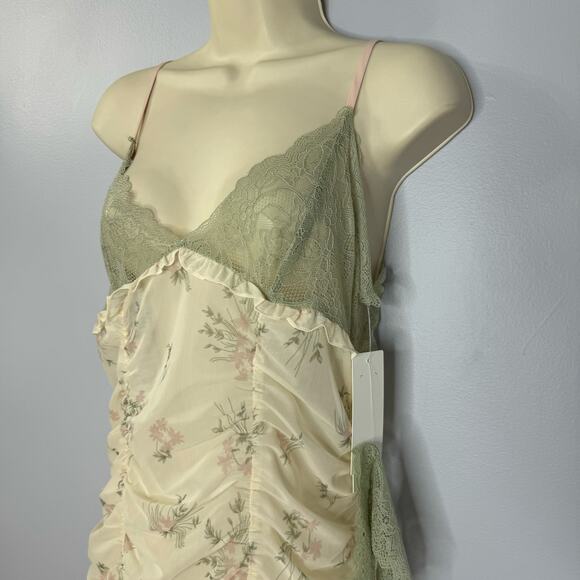 Rya Collection Andorra Floral Chemise Dress & Thong Set Ruched Sexy Lace Sheer L - Picture 5 of 13